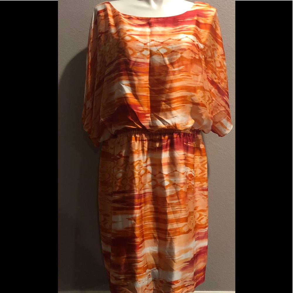 Jessica Howard- drop waste- orange satin dress-22W